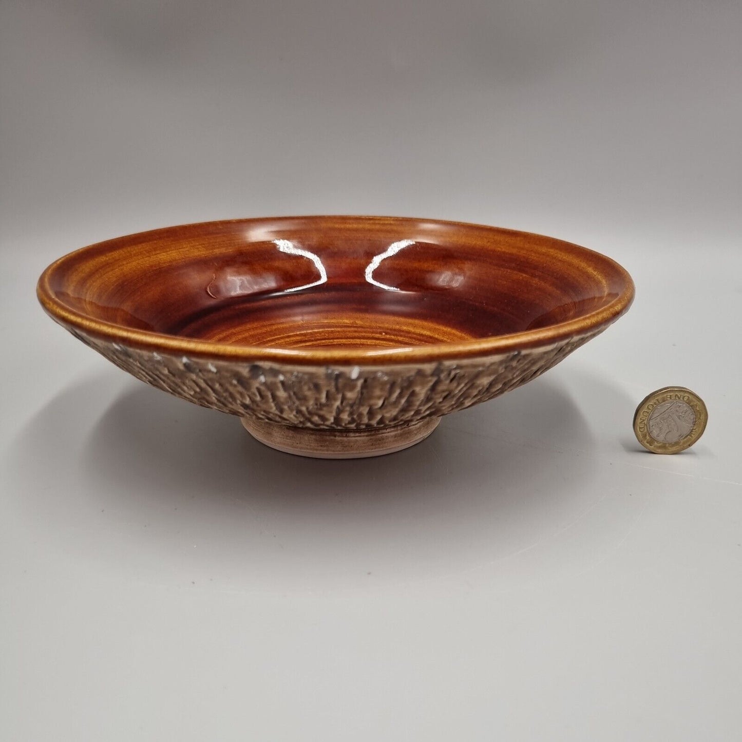 A Vintage Studio Pottery Footed Bowl From Bristow Pottery, Impressed surface.