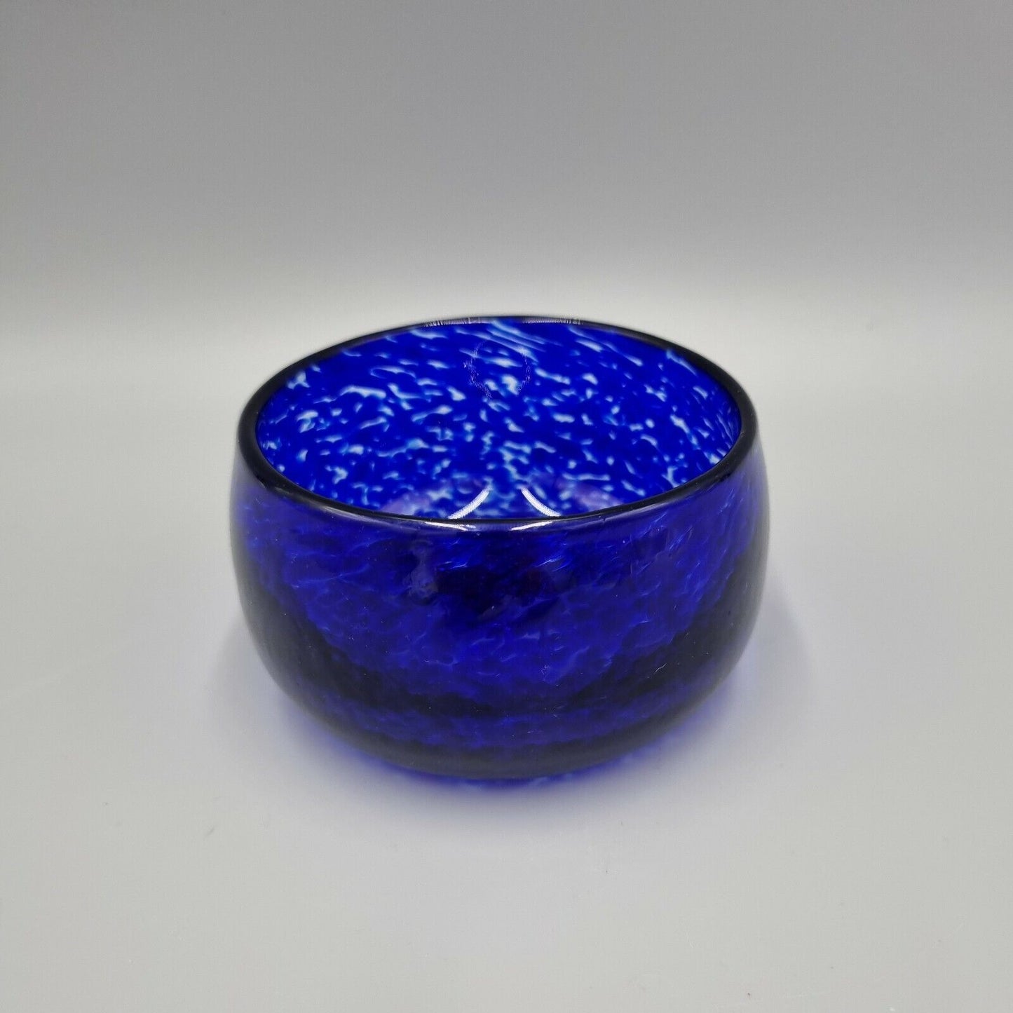 TVG, House of Marbles, Teign Valley Glass Dappled Blue Bowl. Signed.