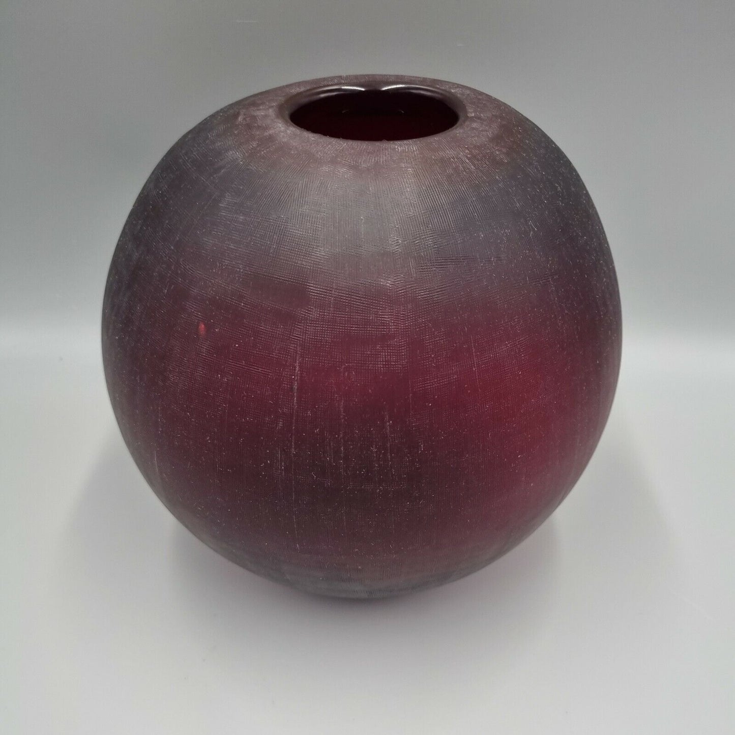 A Vintage Ichendorf Red Textured Large Glass Vase, Signed To Base.