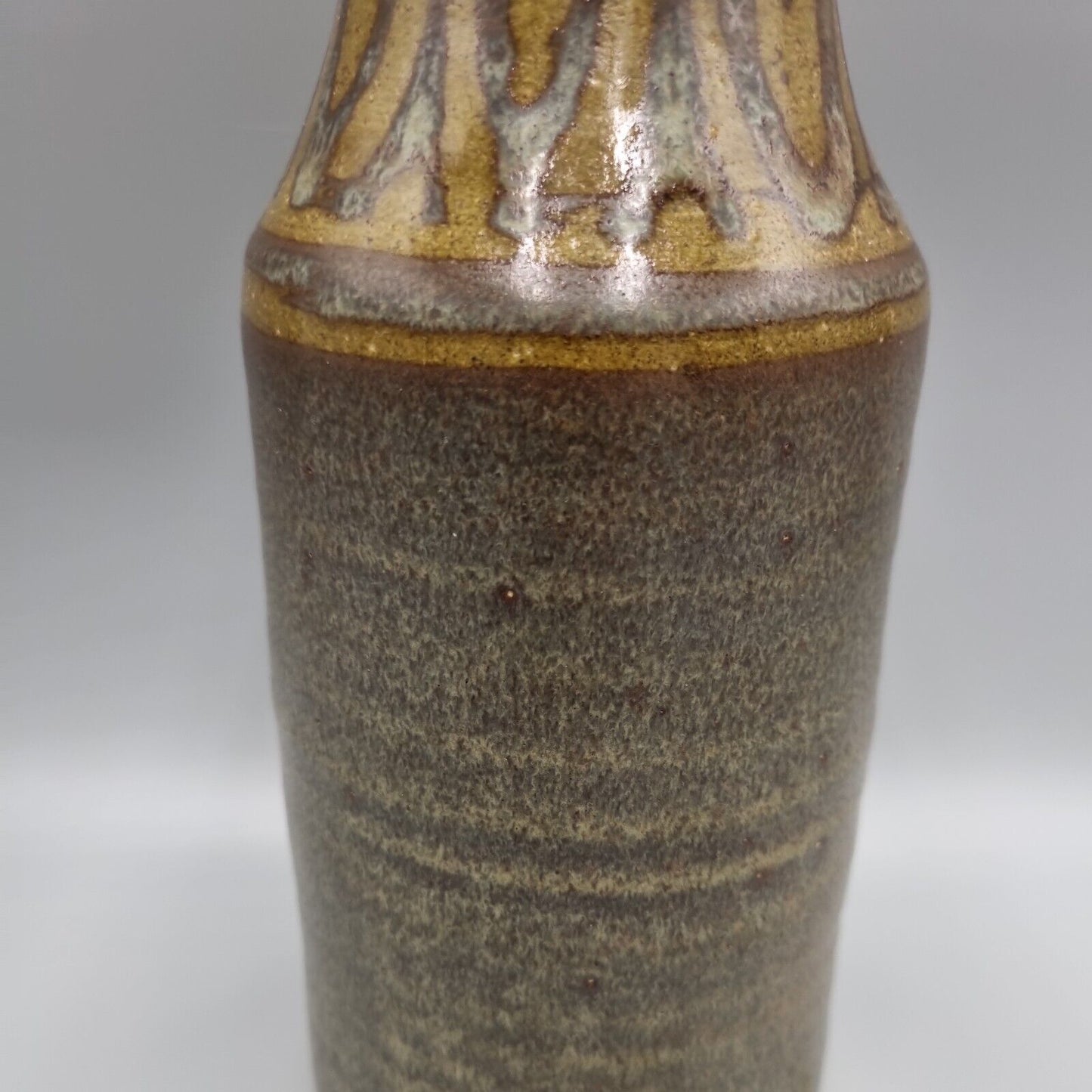 A Tall Glazed Studio Pottery Bottle Vase, VGC, Impressed Makers Mark.