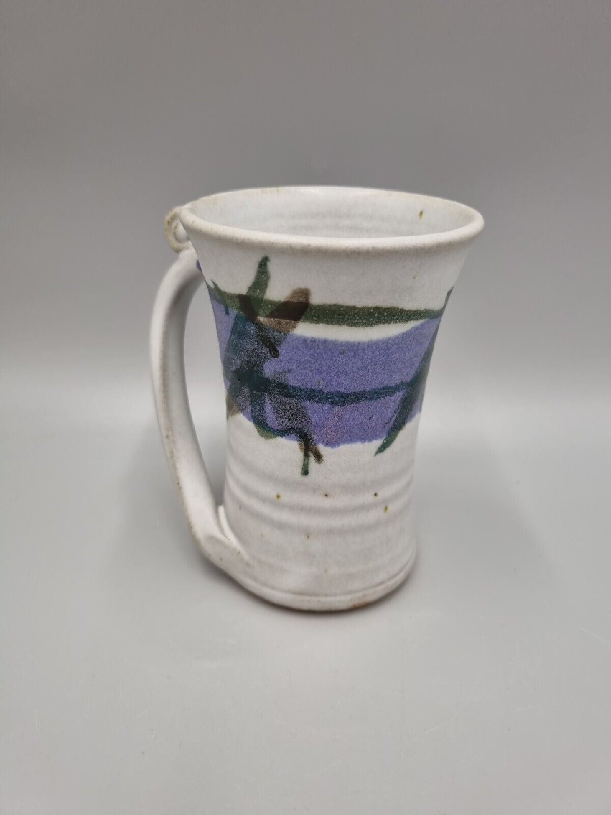 A Stoneware Studio Pottery Mug, Signed, Abstract Design.