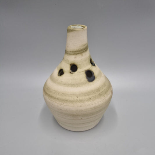 A Carn Studio Pottery Vase - John Beusmans, Round Form Bud Vase With Piercings.