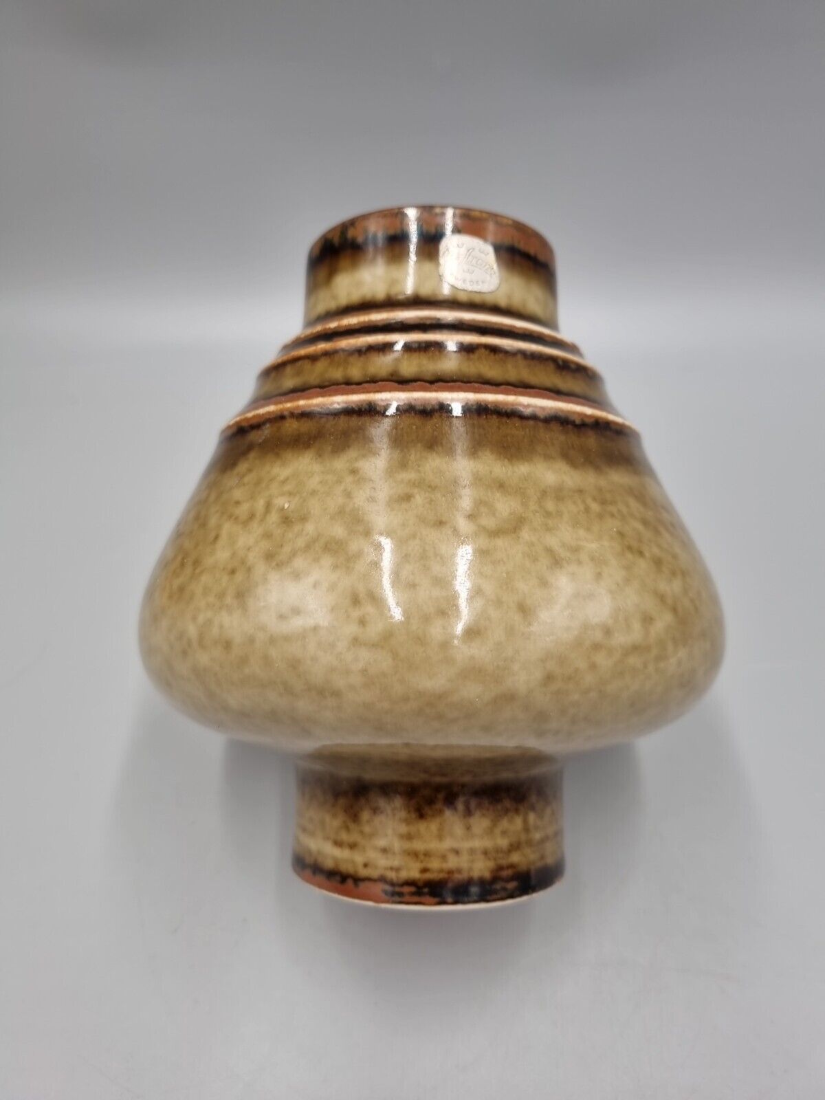 A Rorstrand Studio Pottery Footed Cone Vase By Olle Alberius.