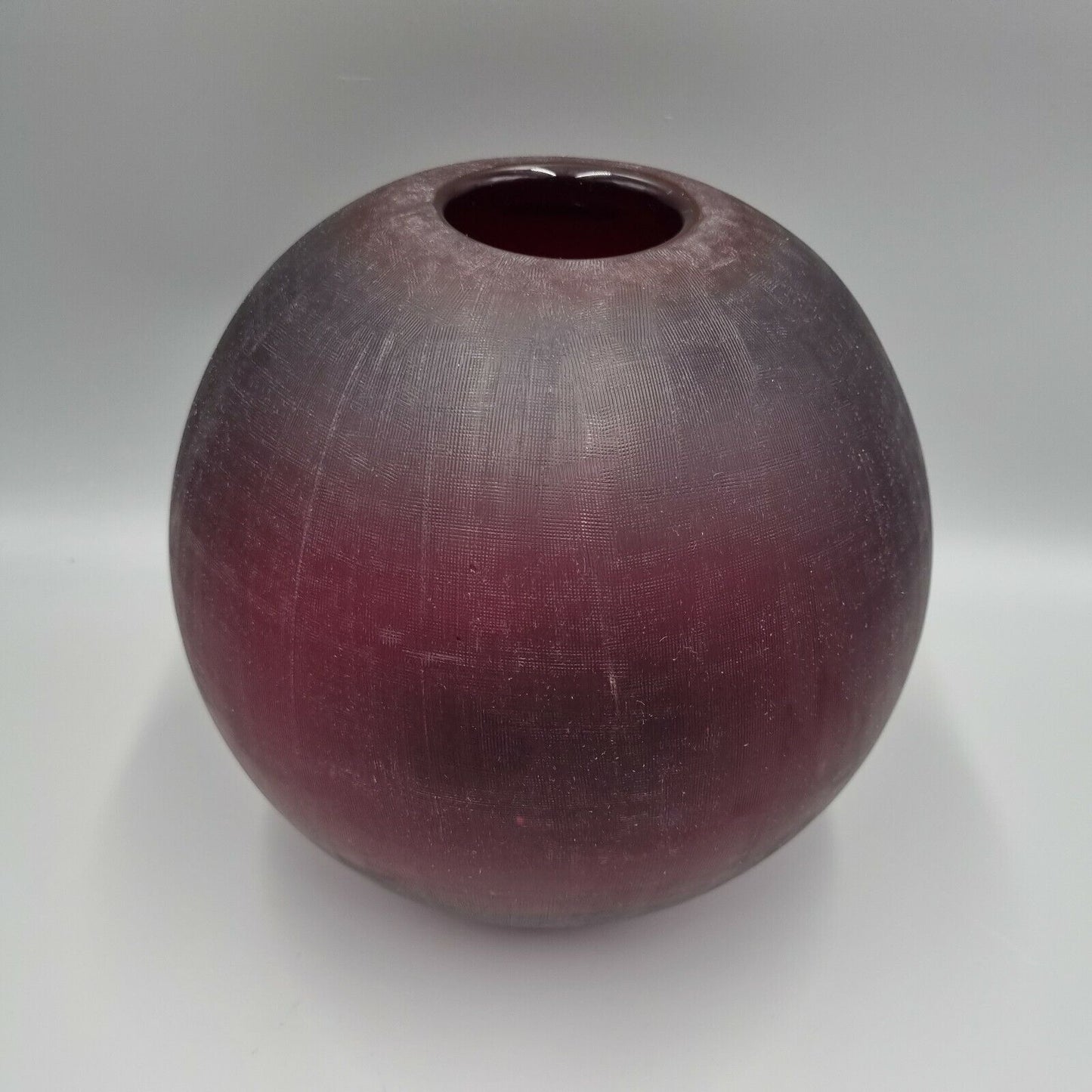 A Vintage Ichendorf Red Textured Large Glass Vase, Signed To Base.