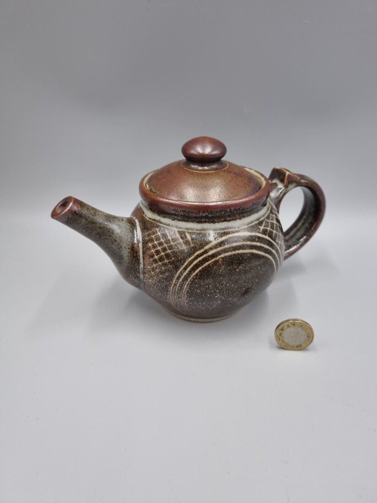 A Small Studio Pottery Teapot, Geometric Decoration By Chris Lewis.