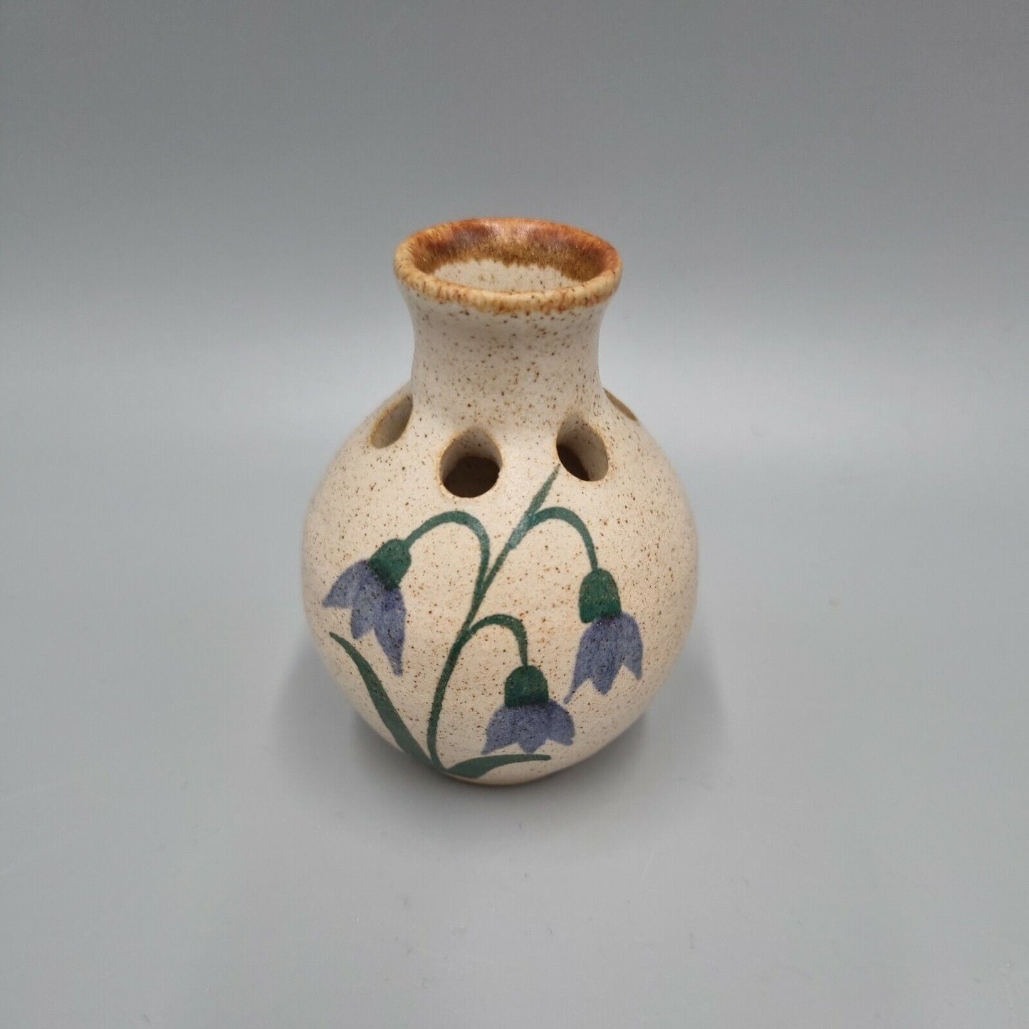 Small Studio Pottery Posy/ Bud Vase, Bluebell decor, Impressed MA Made in Wales