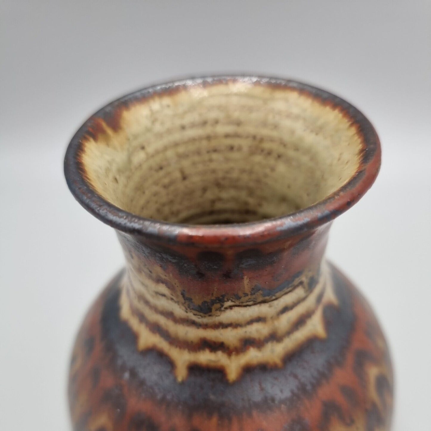 A Peter Lane Studio Pottery Squat Vase, Incised Signature, VGC.