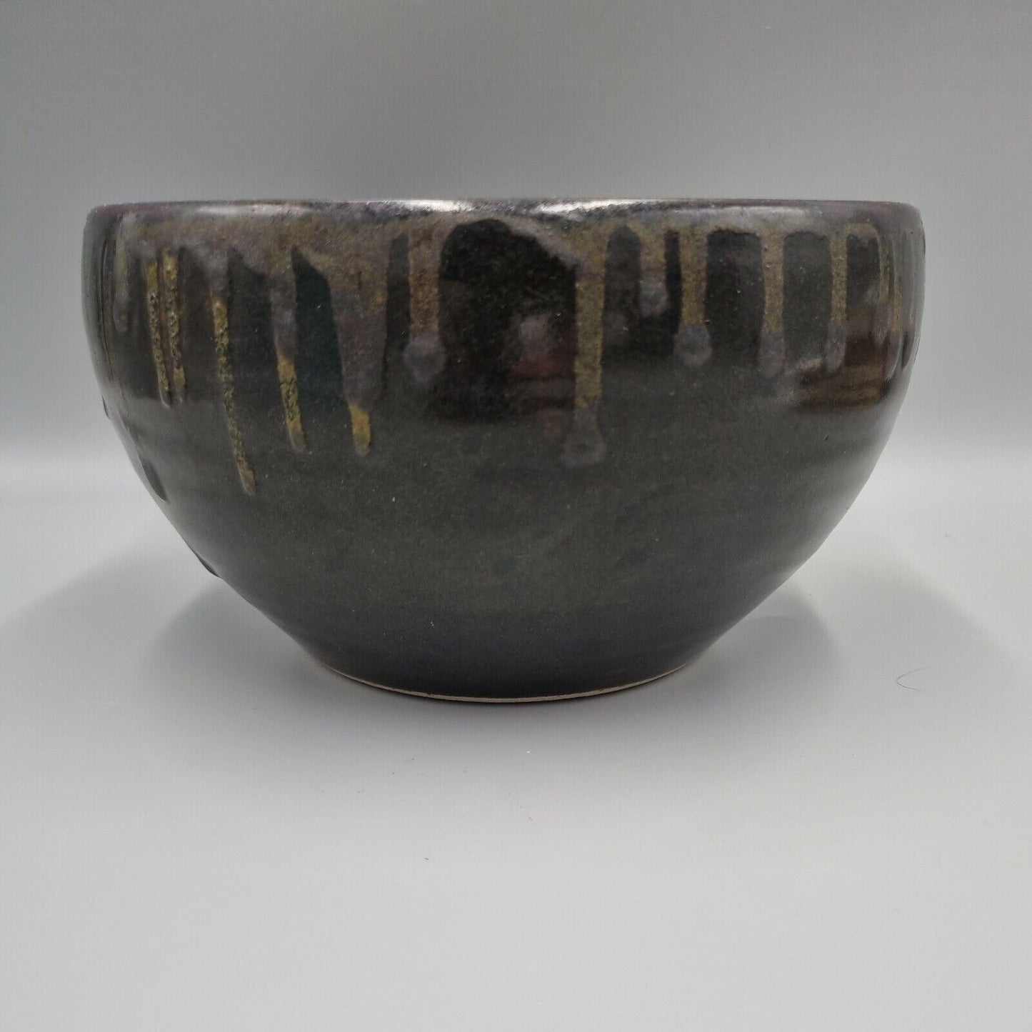 A Large Studio Pottery Drip Glaze Bowl, Unmarked, VGC.