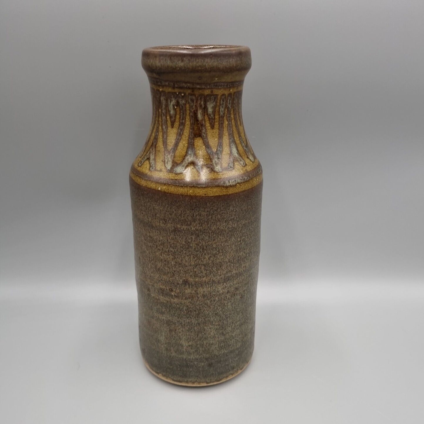 A Tall Glazed Studio Pottery Bottle Vase, VGC, Impressed Makers Mark.