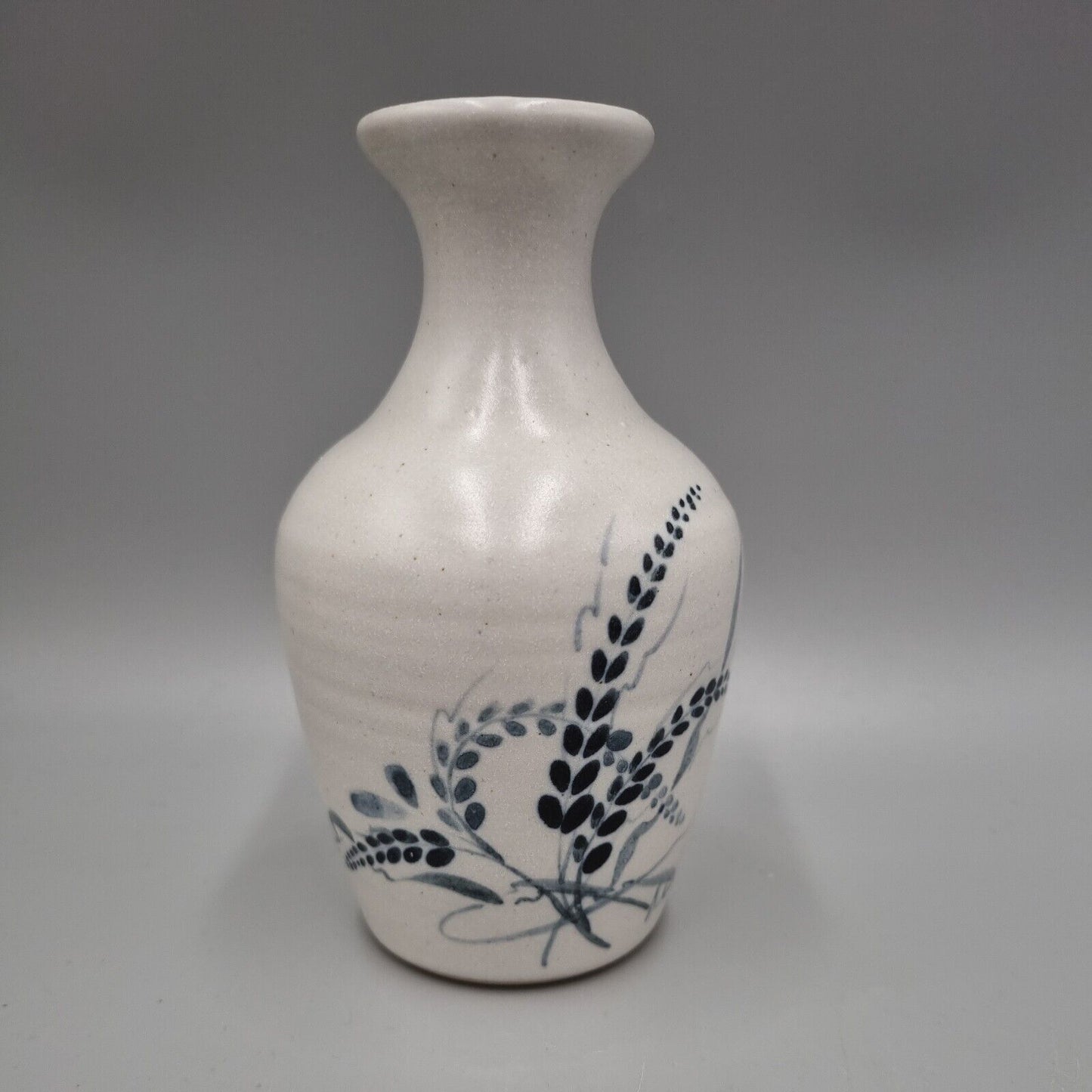 A Studio Pottery blue And White Waisted Neck Vase, Impressed 'Pot' Mark To Base.