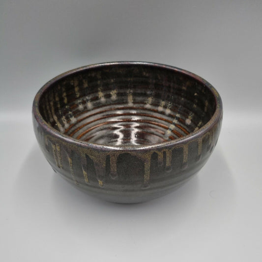 A Large Studio Pottery Drip Glaze Bowl, Unmarked, VGC.