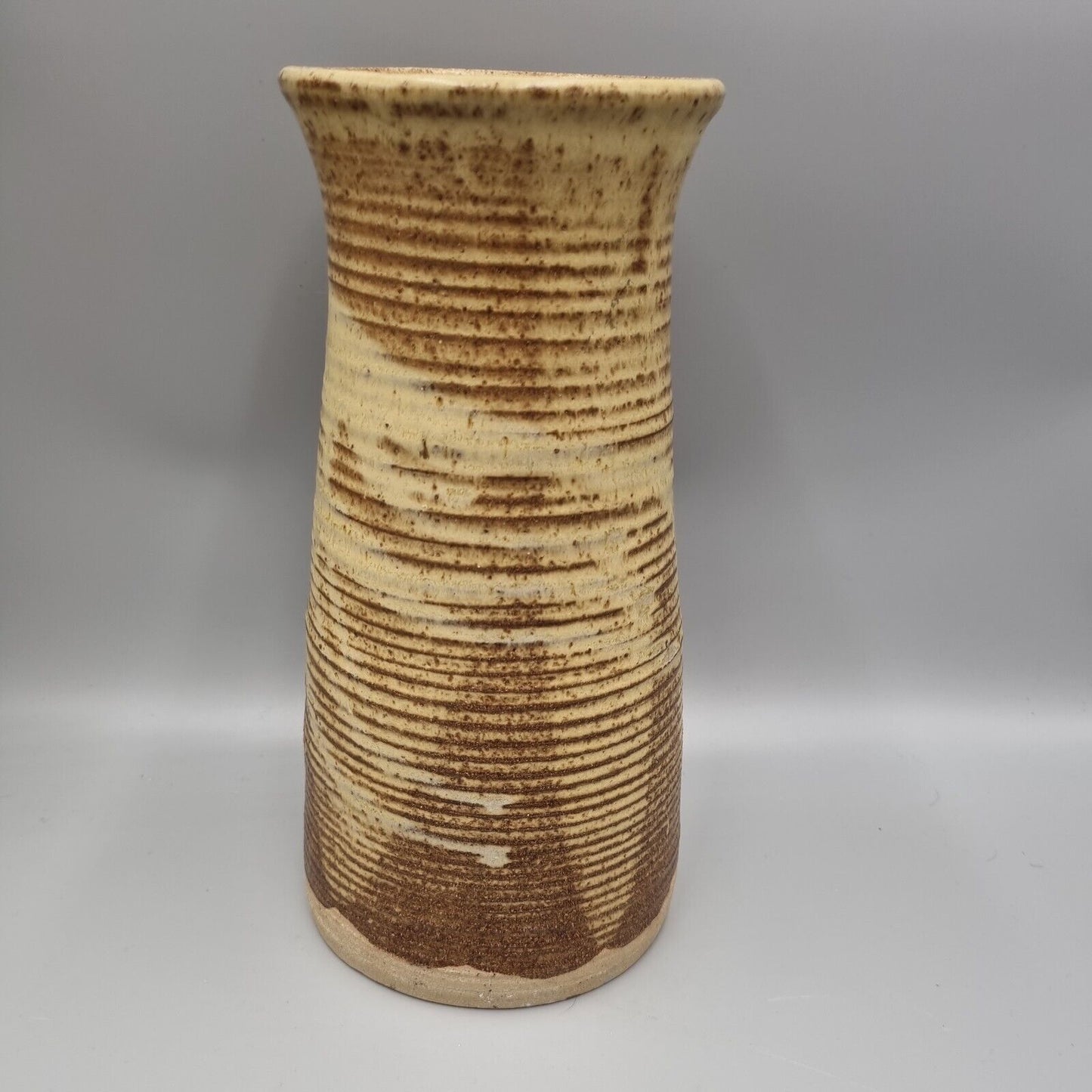 A Tall Studio Pottery Vase, Written 'FM' Monogram To The Base.