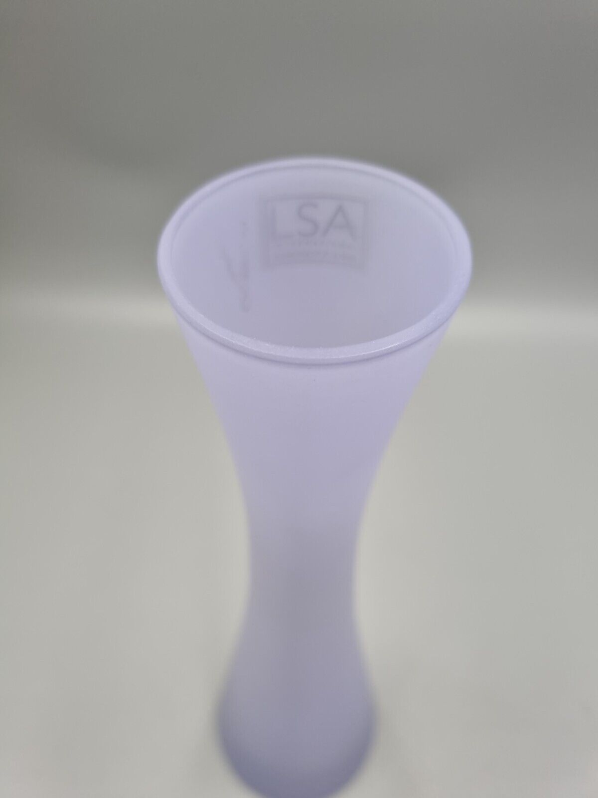 A LSA International Tall Glass Single Stem Vase Opaque Purple Colouring