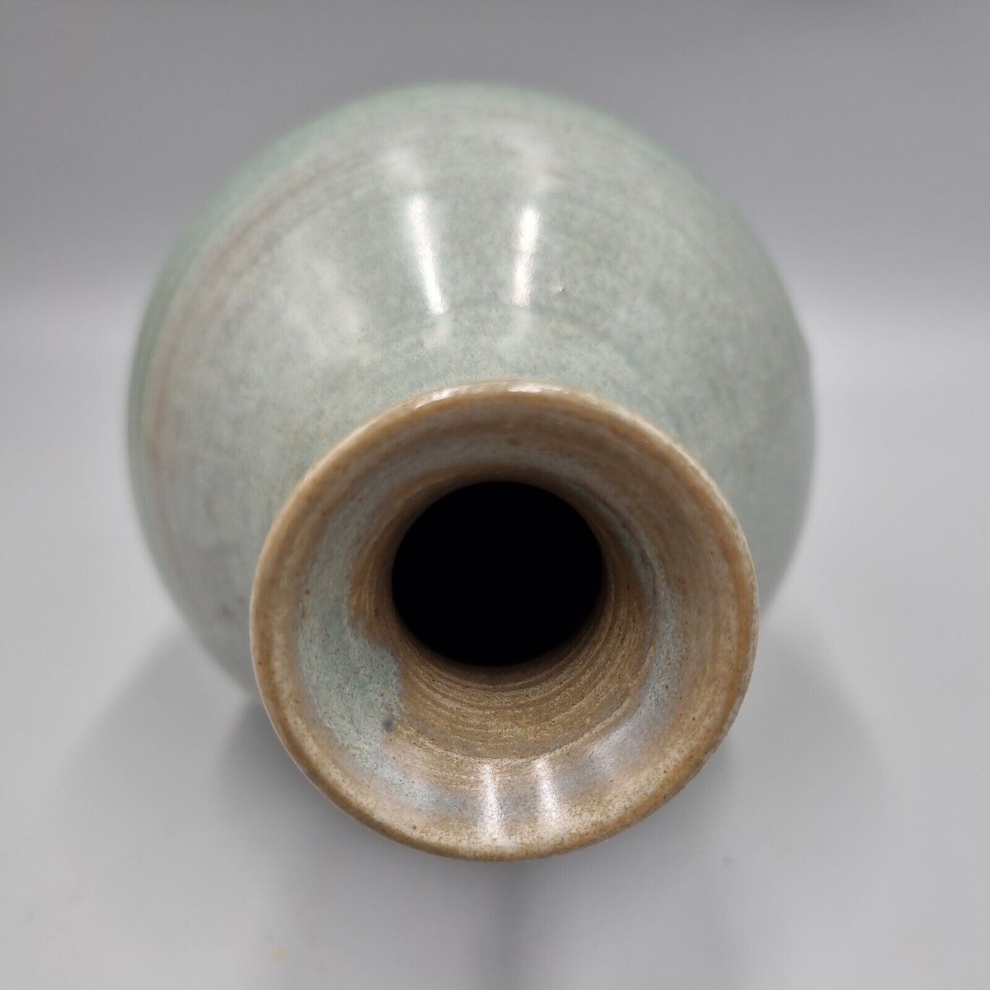 A Glazed Stoneware Studio Pottery Baluster Vase, Incised To Base.