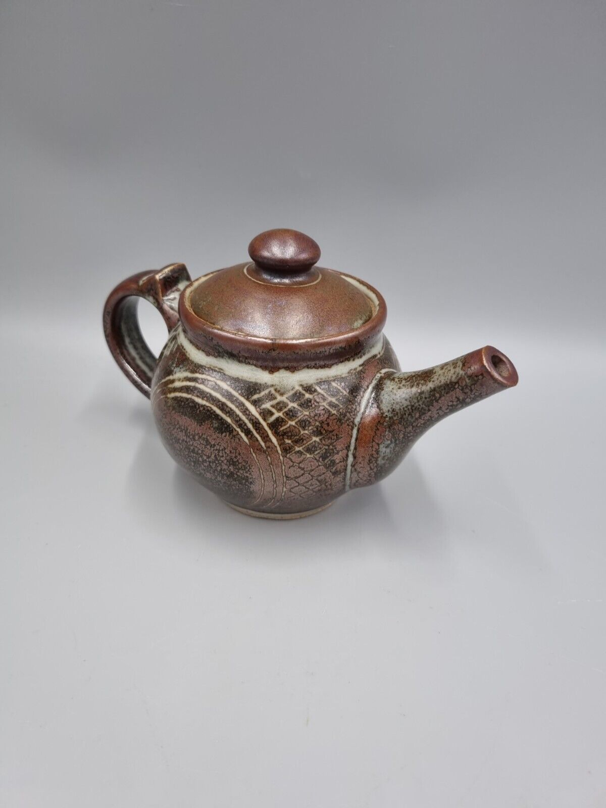 A Small Studio Pottery Teapot, Geometric Decoration By Chris Lewis.