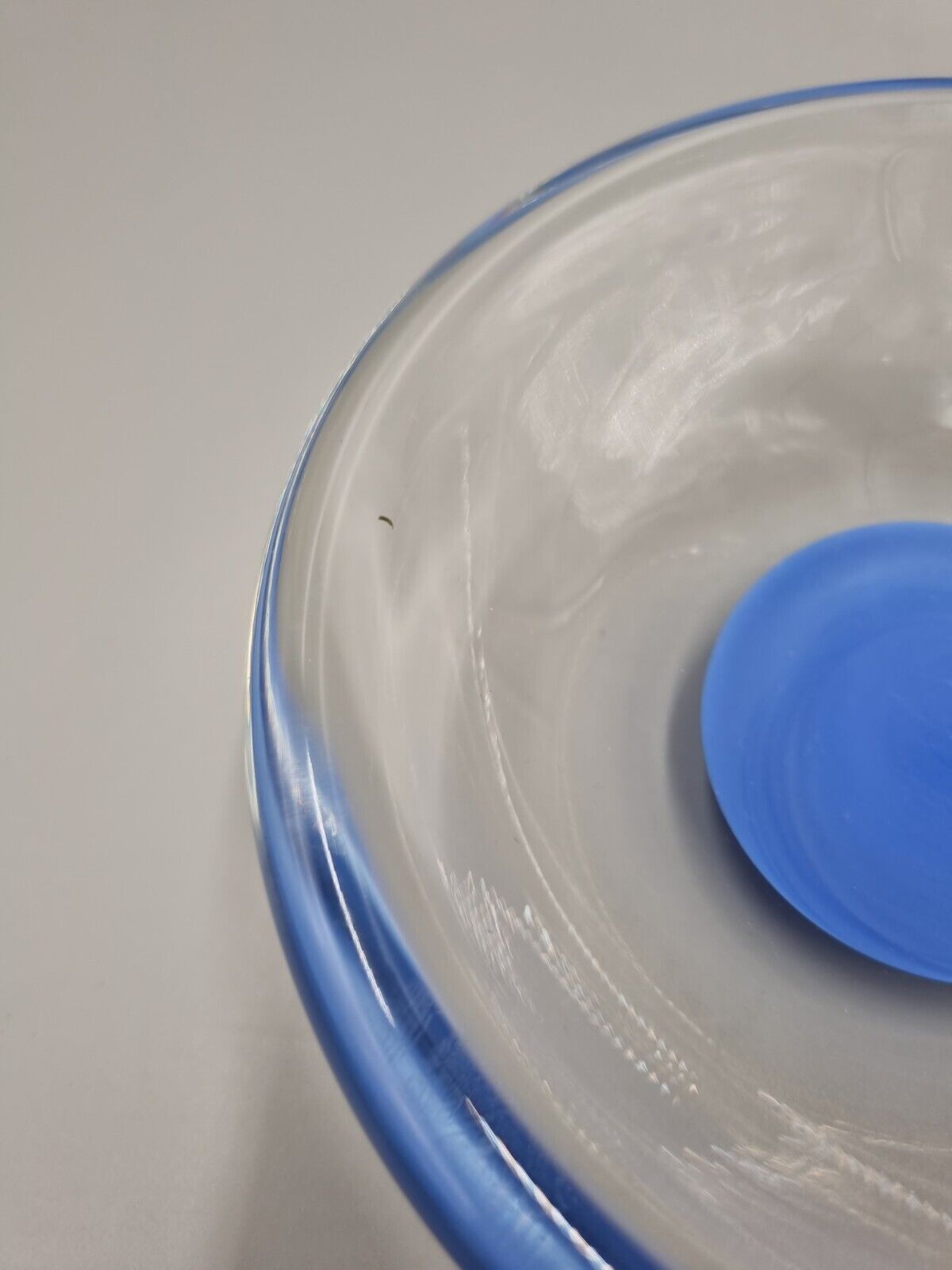 A Studio Art Glass Bowl, Blue Disc, Unmarked.