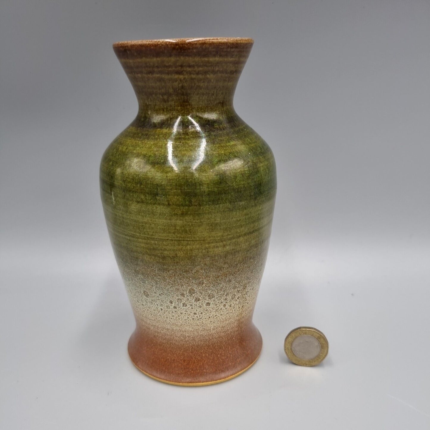 Studio Pottery By Mick Dixon Of Bartley Heath, Colour Banded Vase, Incised Base