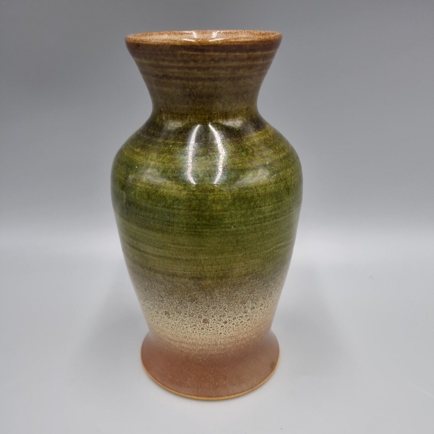 Studio Pottery By Mick Dixon Of Bartley Heath, Colour Banded Vase, Incised Base