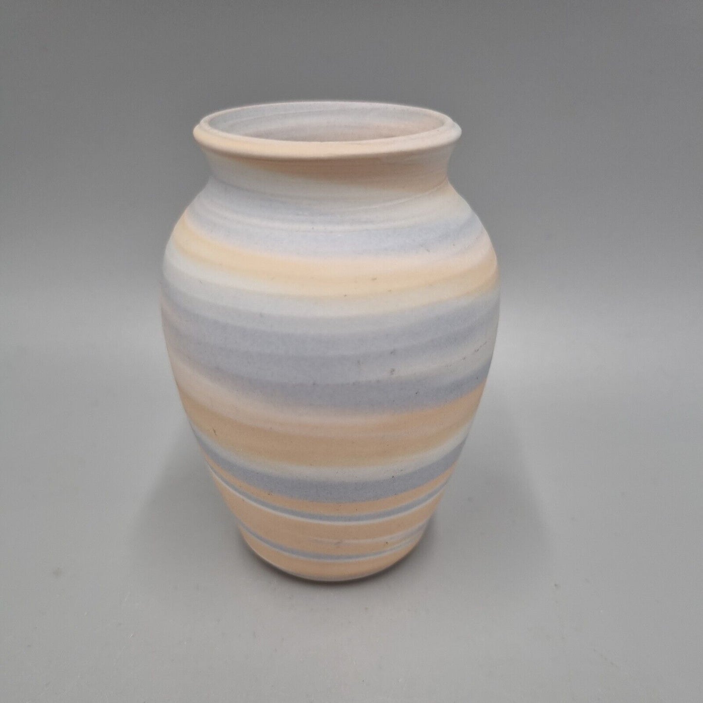 Pale Blue And Orange POG Studio Pottery Inverted Baluster Bud / Posy Vase, VGC.