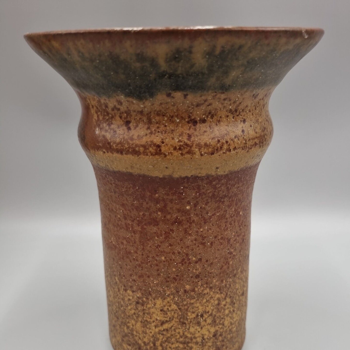 A Peter Lane Studio Pottery Flared Mouth Cylinder Vase, Incised Signature, VGC.