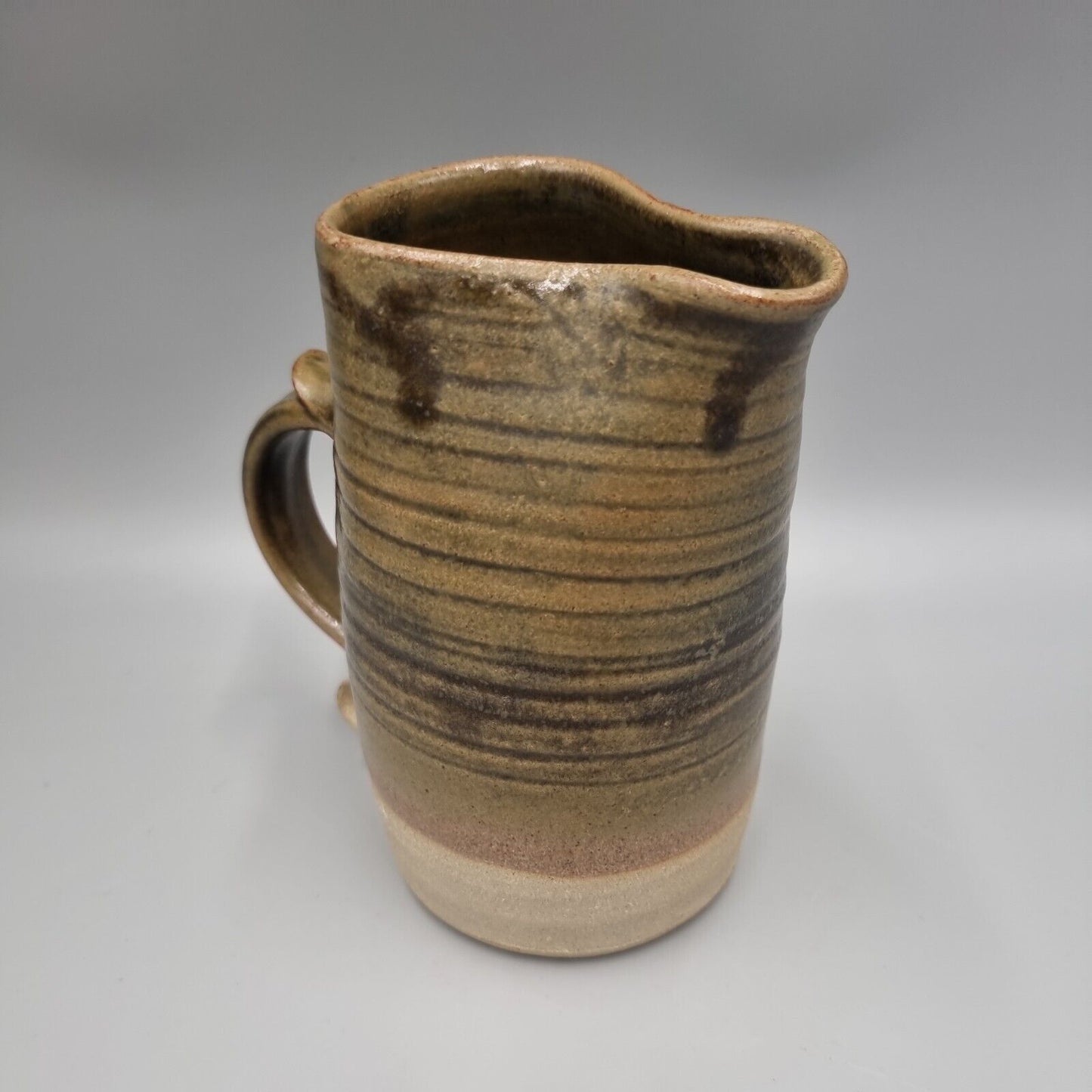 A Jeremy Leach Studio Pottery Moorlands, Devon, Green Glaze Jug, 6 inch. VGC.