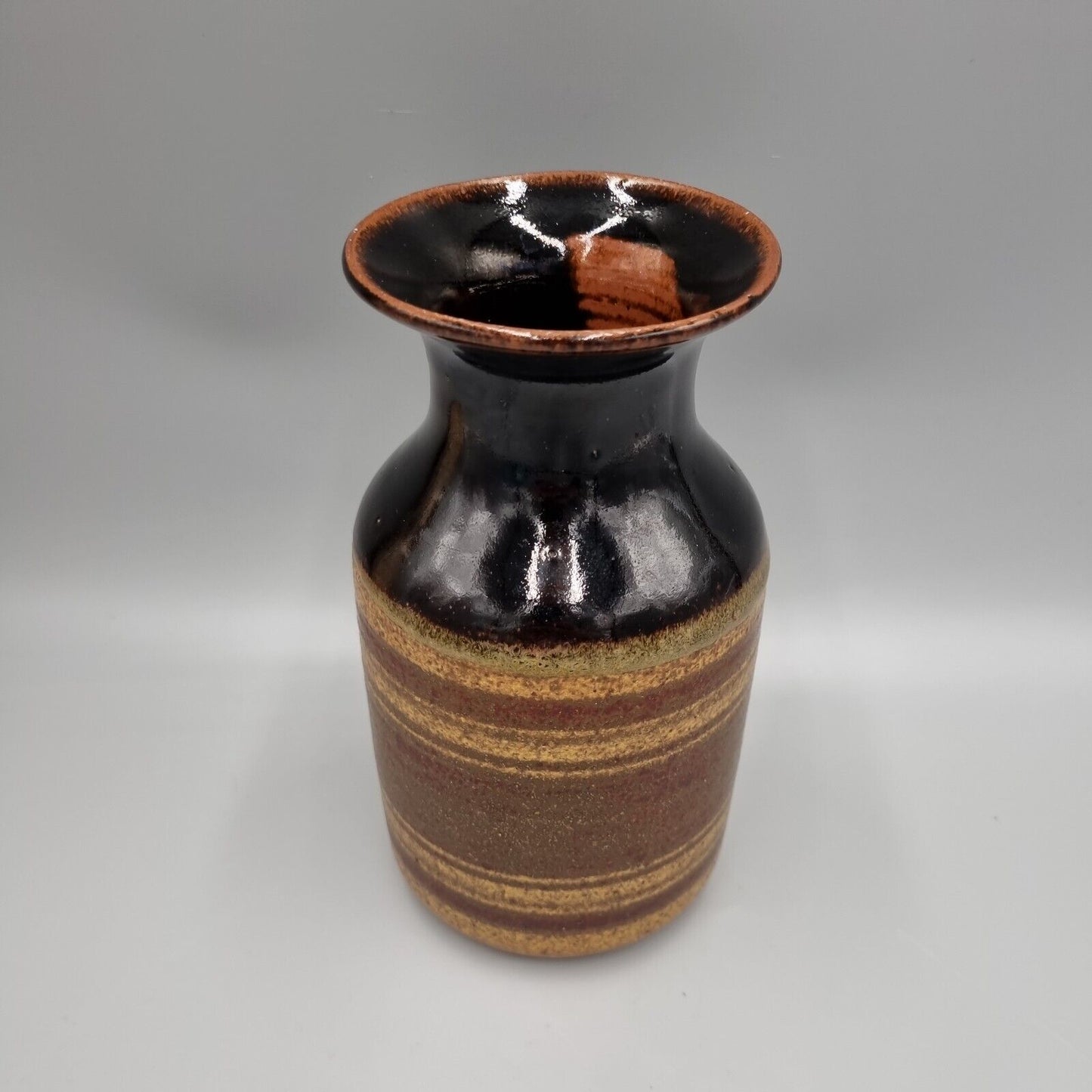 A Peter Lane Studio Pottery Cylinder Vase, Incised Signature, VGC.