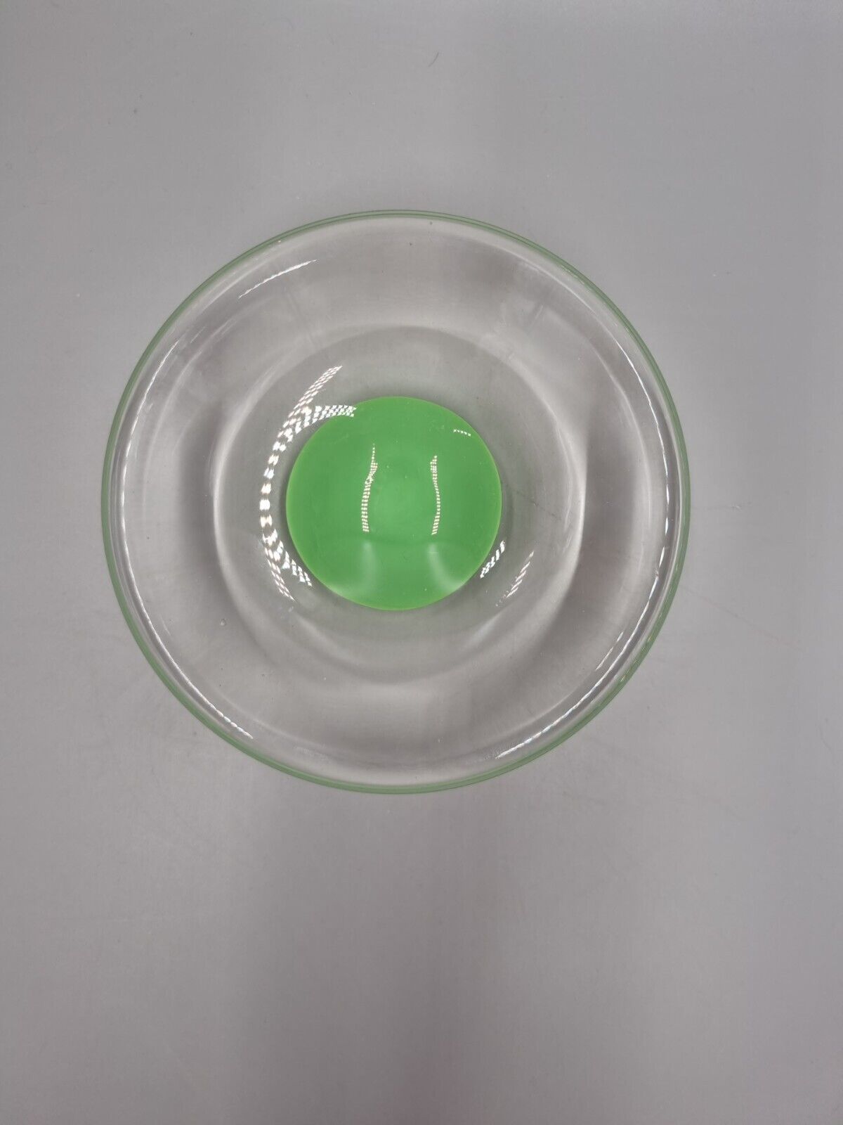 A Studio Art Glass Bowl, Green Disc, Unmarked.