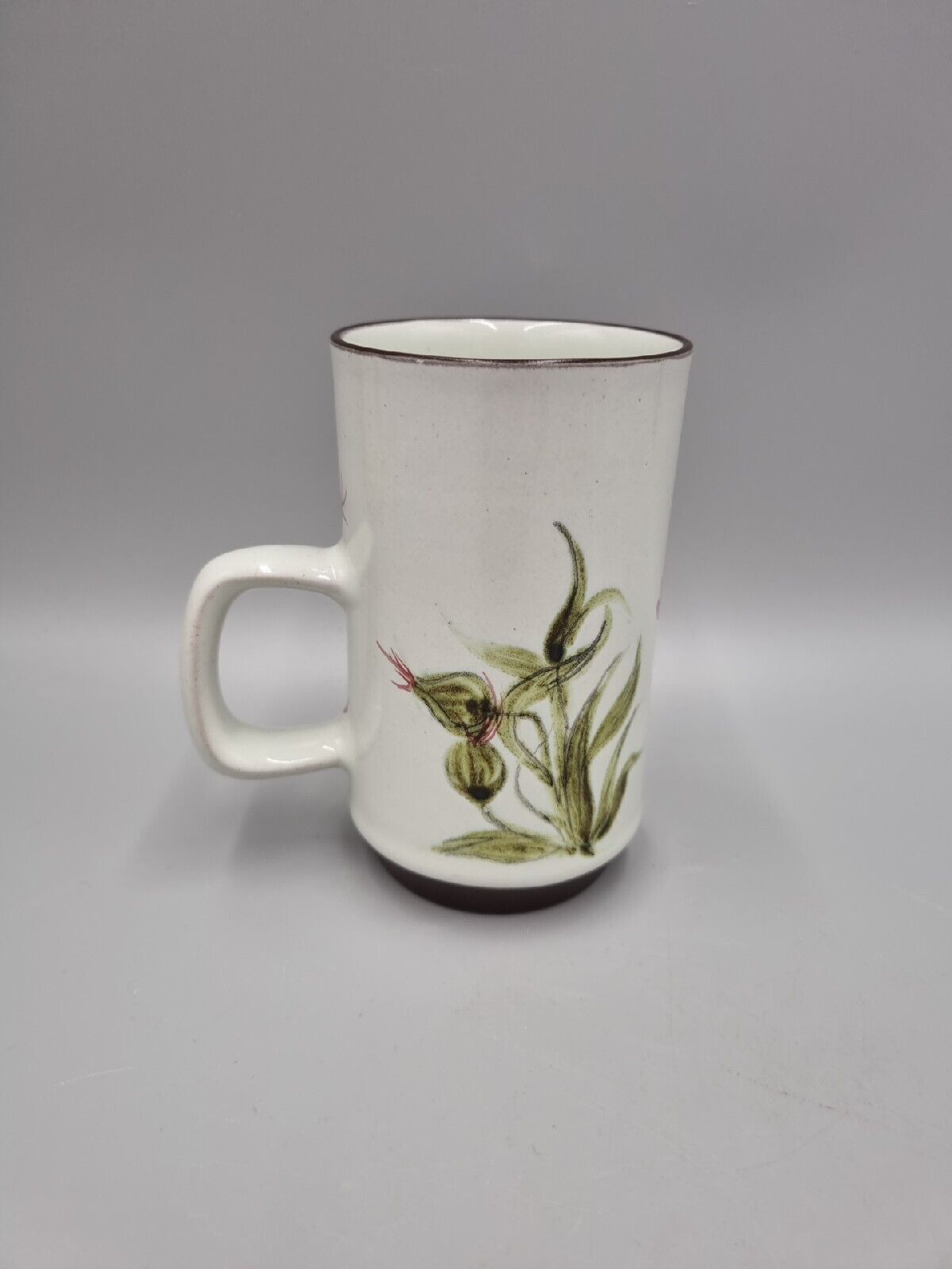 A Tall Stoneware Denby Mug With Floral Design. VGC.