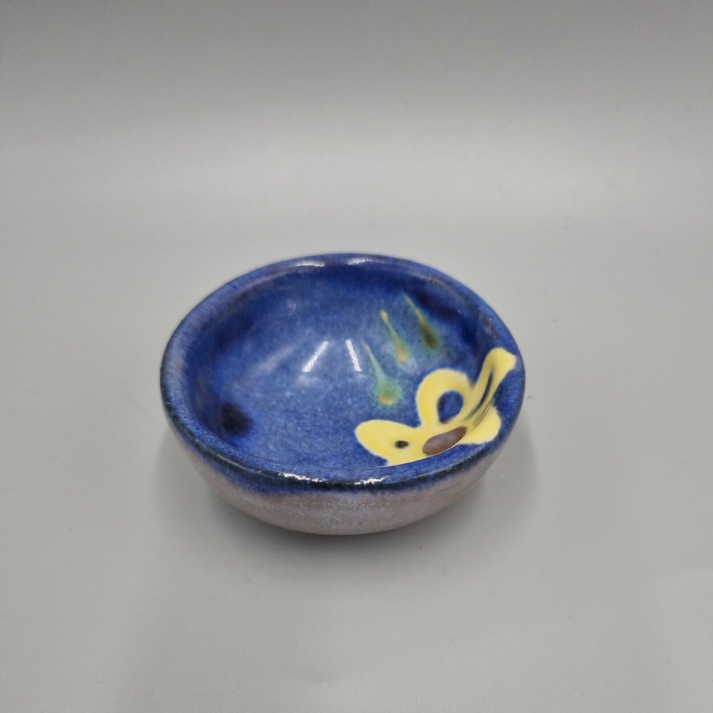 A Miniature Studio Pottery Bowl Brightly Decorated, VGC, Inscribed to base.