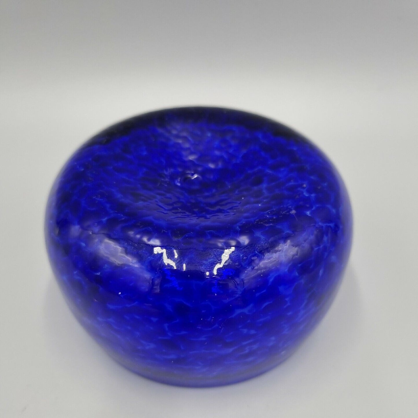 TVG, House of Marbles, Teign Valley Glass Dappled Blue Bowl. Signed.