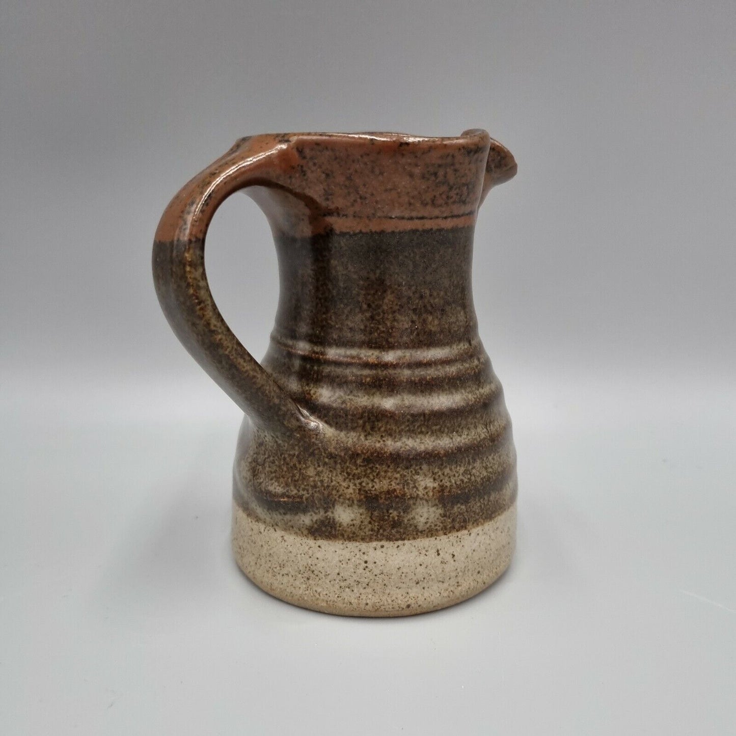 A John Jelfs Studio Pottery Small Banded Stoneware Jug / Pitcher, Swan Mark