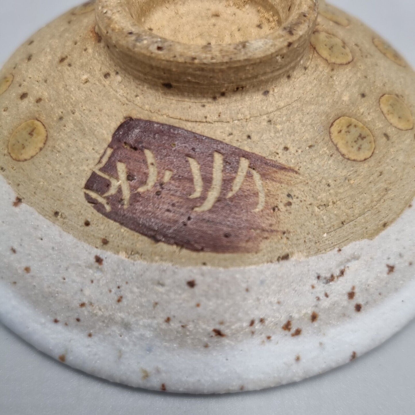 A Small Studio Pottery Footed Pin Dish / Bowl. VGC. Marked to Base.