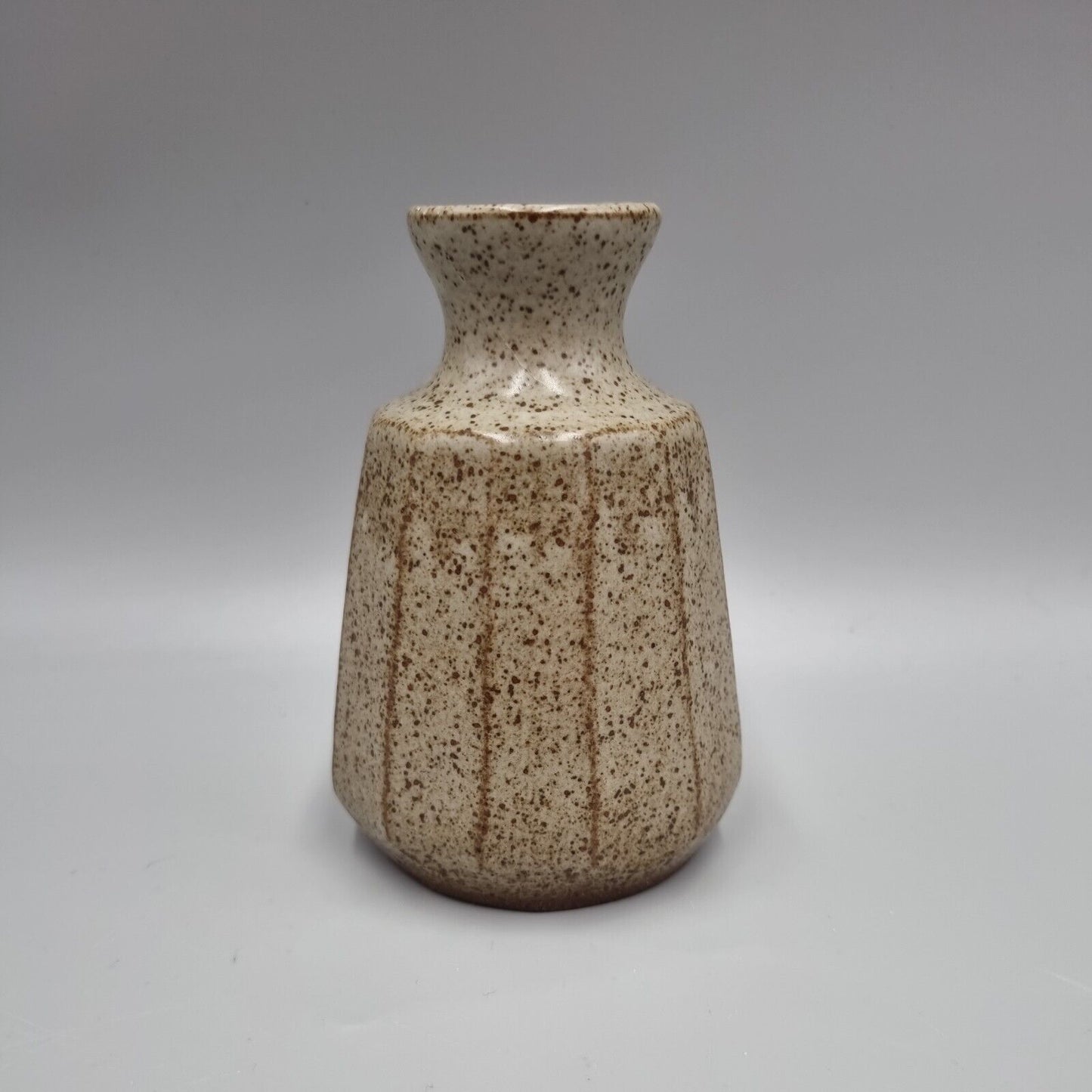 A Carved Conical Studio Pottery Posy / Bud Vase, Impressed Mark To Base, VGC.