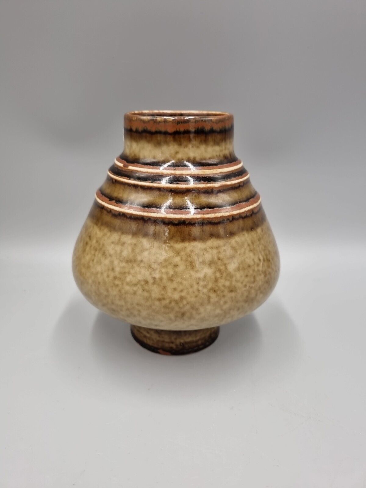 A Rorstrand Studio Pottery Footed Cone Vase By Olle Alberius.