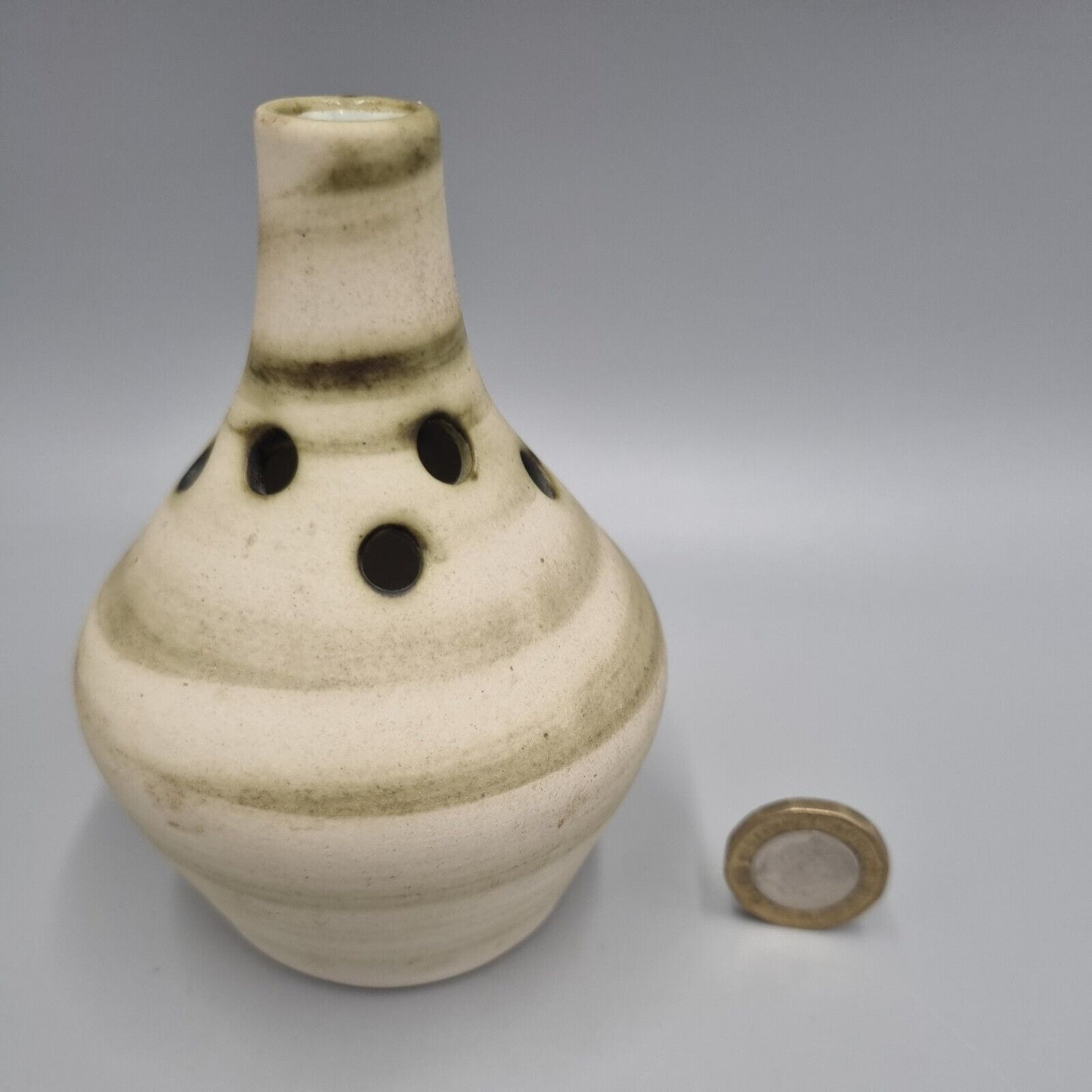 A Carn Studio Pottery Vase - John Beusmans, Round Form Bud Vase With Piercings.