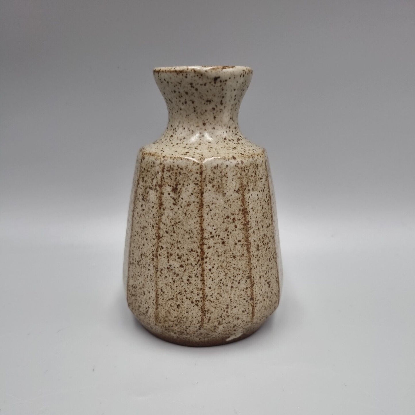 A Carved Conical Studio Pottery Posy / Bud Vase, Impressed Mark To Base, VGC.