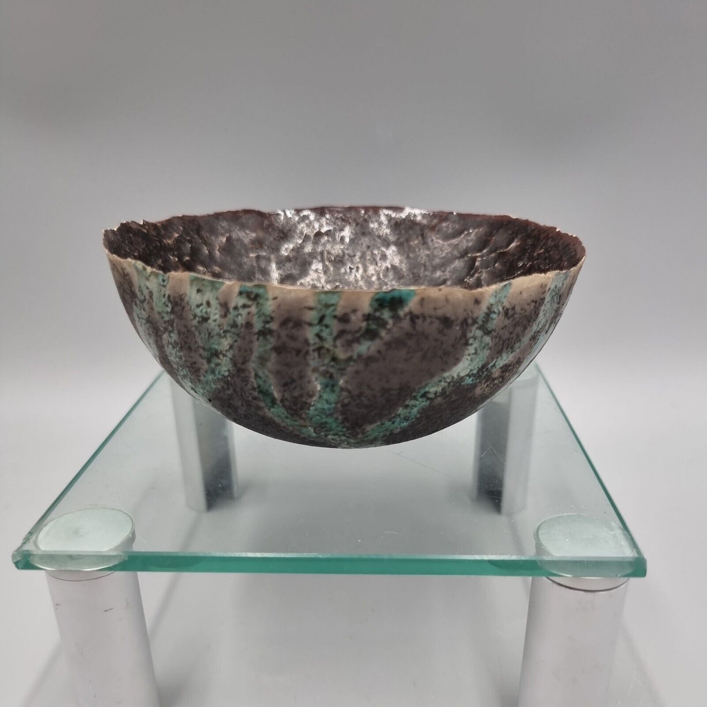 A Small Studio Pottery Raku Bowl By Marcus Finch.