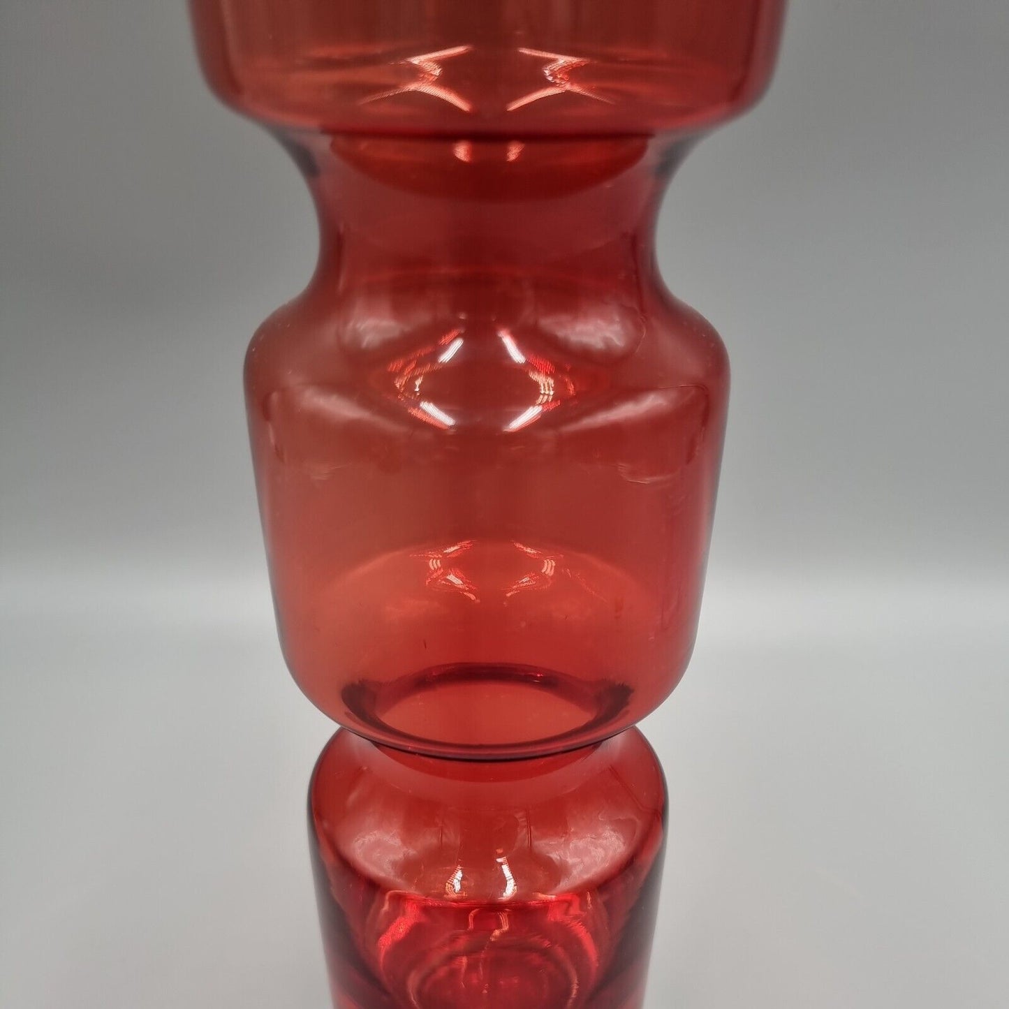 A Svensk Studio Art Glass Red Waisted Vase Designed By Bo Borgstrom, MCM.