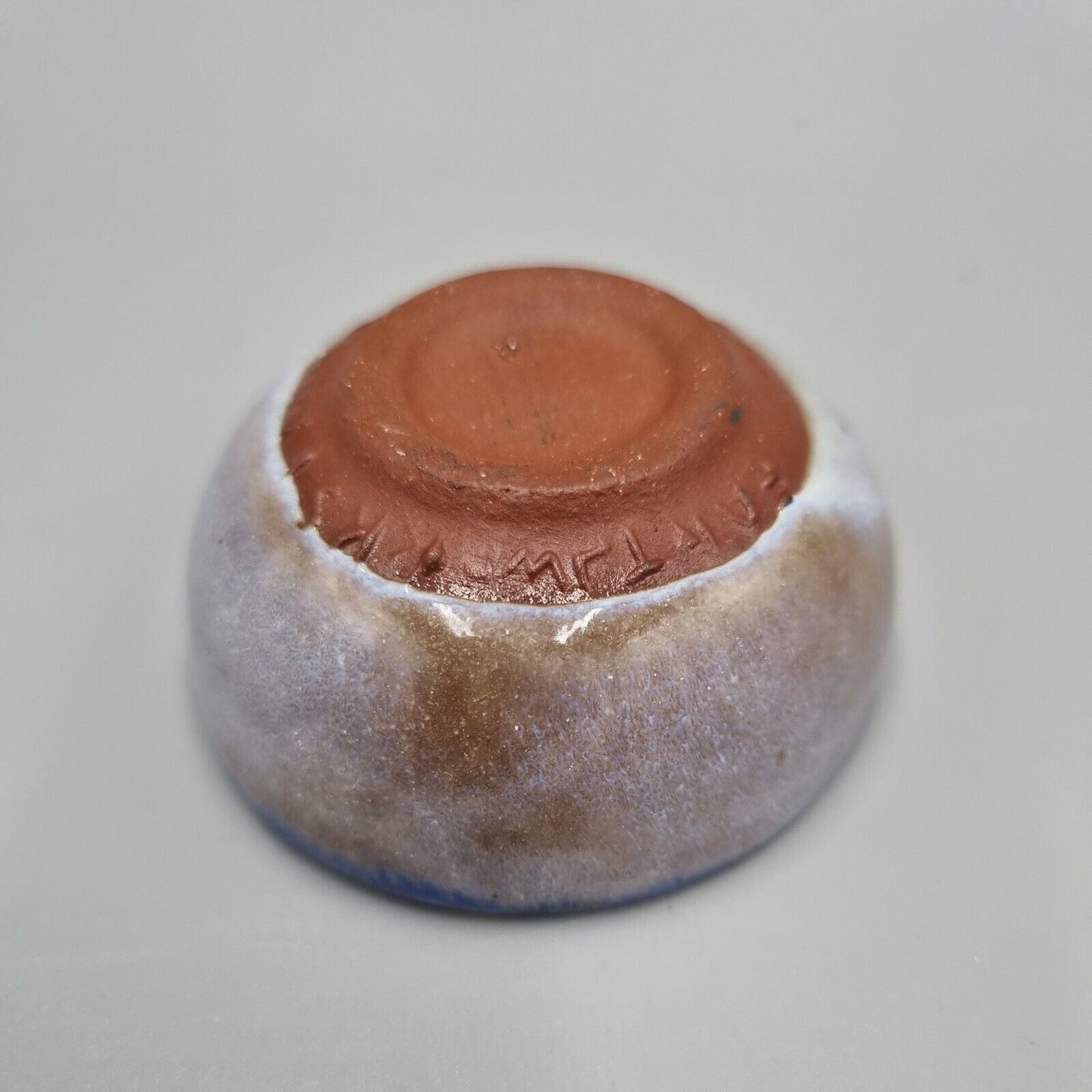 A Miniature Studio Pottery Bowl Brightly Decorated, VGC, Inscribed to base.