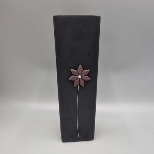 An Aled Jenkins Studio Welsh Slate Vase, Flower Decoration Motif, VGC.