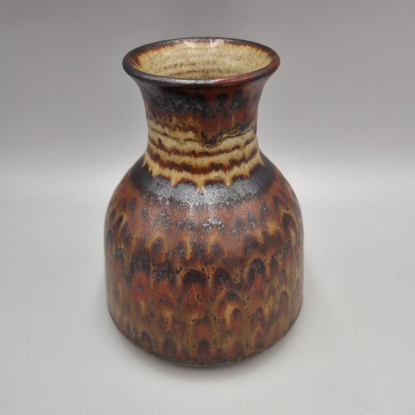 A Peter Lane Studio Pottery Squat Vase, Incised Signature, VGC.