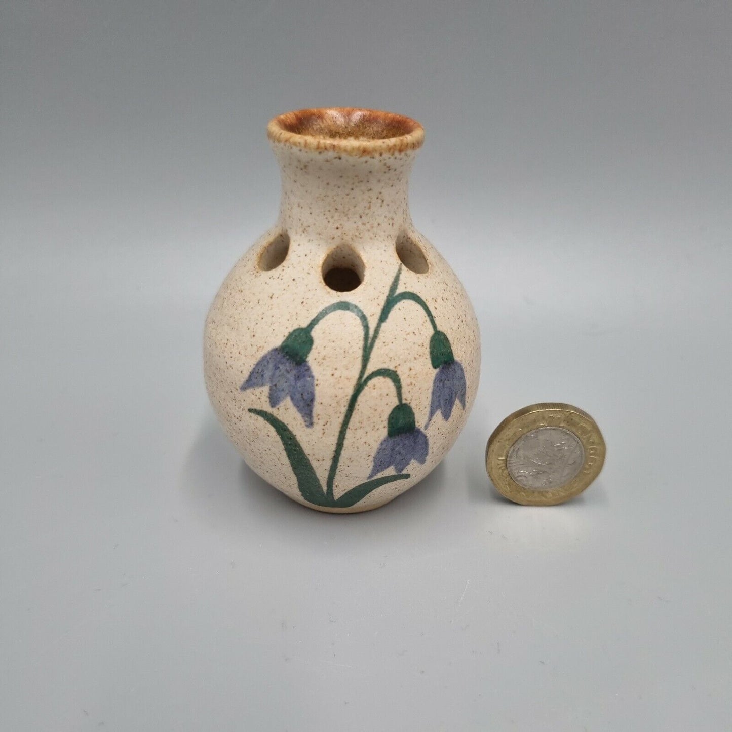 Small Studio Pottery Posy/ Bud Vase, Bluebell decor, Impressed MA Made in Wales