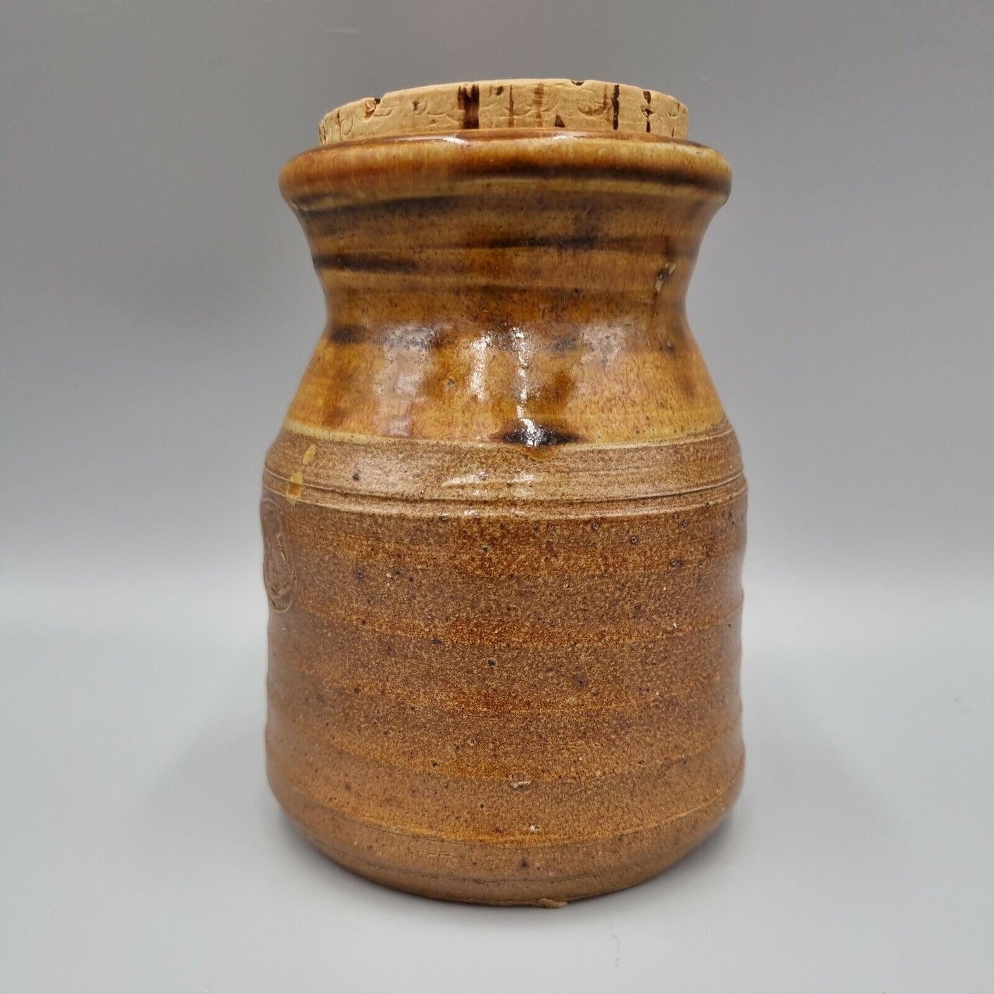 An Anthony Morris Studio Pottery Stoneware Storage Jar (corked). Signed. VGC.