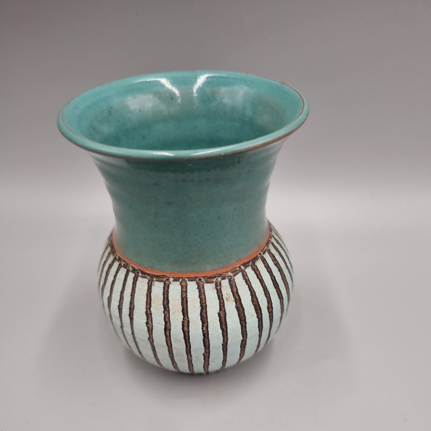 A Jackie Walton Studio Pottery Vase with Flared Mouth, Incised To Base.