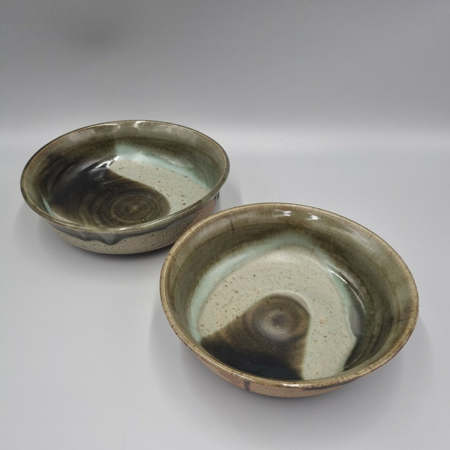 A Pair Of Studio Pottery Bowls, Decorated.