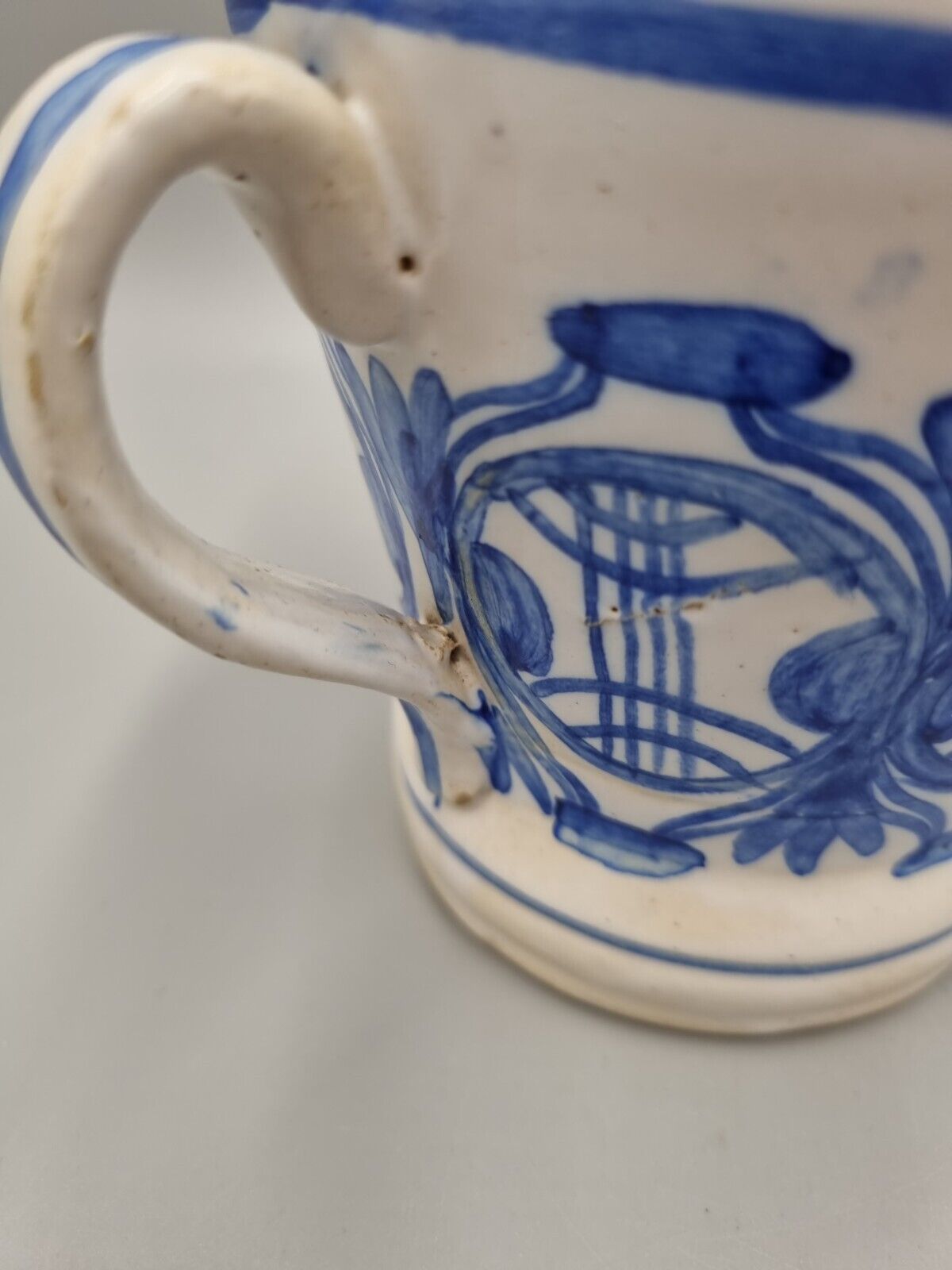 A Vintage Pottery Blue And White Jug / Creamer, Marked 'GM 37'.