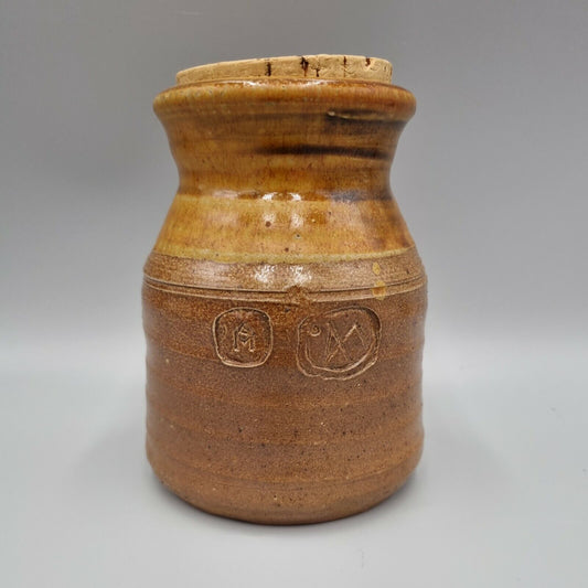 An Anthony Morris Studio Pottery Stoneware Storage Jar (corked). Signed. VGC.