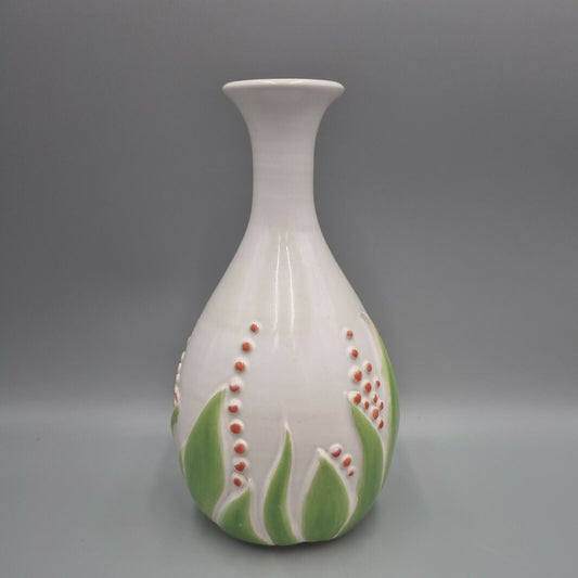 A Vintage Janet Upton, Slindon Studio Pottery, Tall Vase, Embossed Decor.