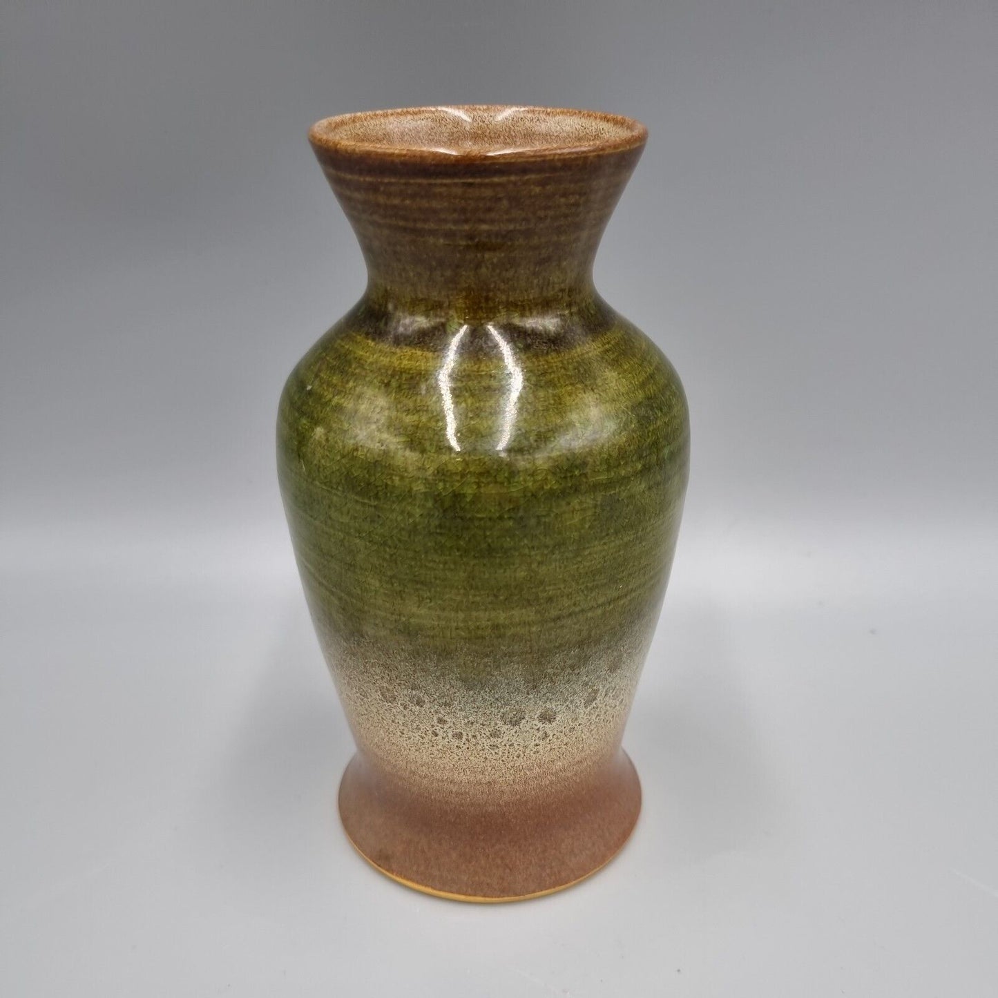 Studio Pottery By Mick Dixon Of Bartley Heath, Colour Banded Vase, Incised Base