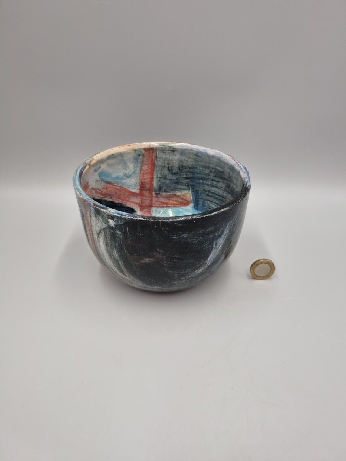 A Field Place Pottery Ceramic Deep Bowl By Jessica Jordan, Signed.